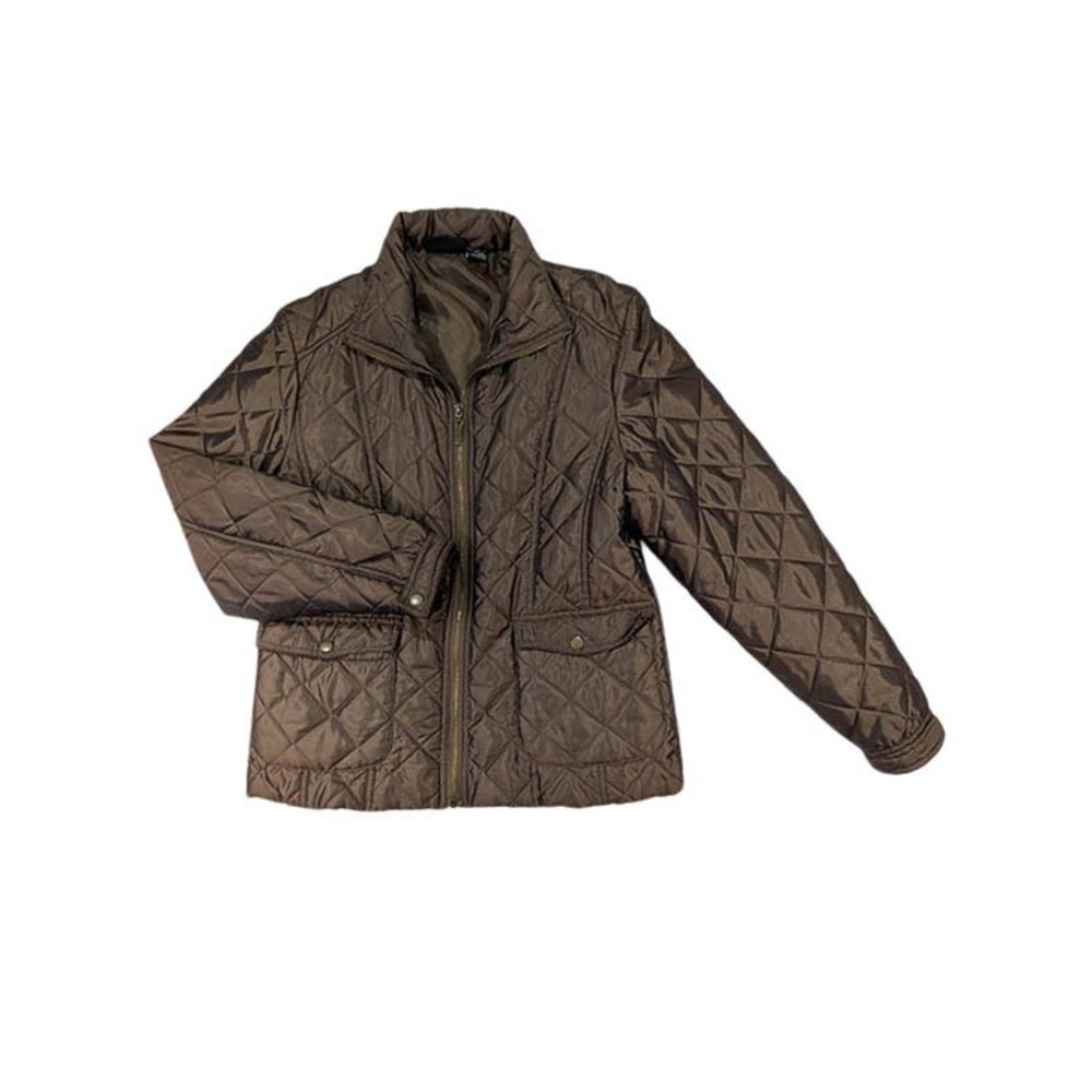 Jane Ashley Quilted Barn Jacket Womens L Brown Field Cabincore Equestrian Preppy